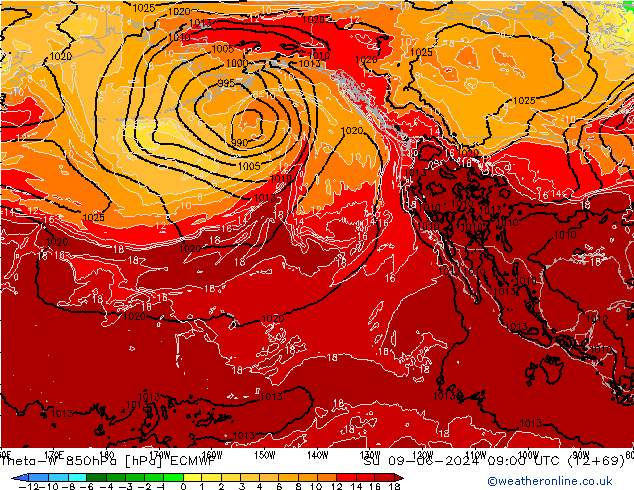 Theta-W 850hPa ECMWF Su 09.06.2024 09 UTC