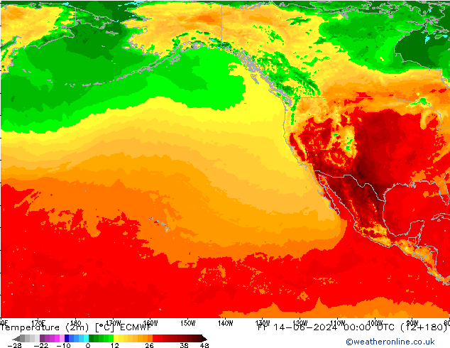 Temperatura (2m) ECMWF Sex 14.06.2024 00 UTC