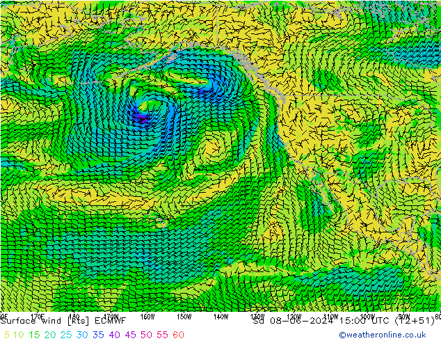 Vento 10 m ECMWF Sáb 08.06.2024 15 UTC