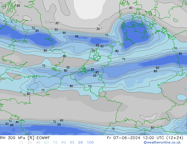 RH 300 hPa ECMWF Fr 07.06.2024 12 UTC