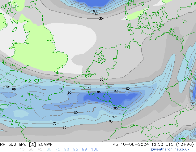 300 hPa Nispi Nem ECMWF Pzt 10.06.2024 12 UTC