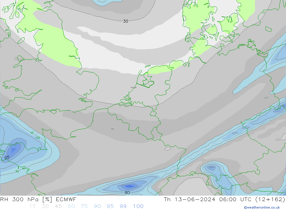 RH 300 hPa ECMWF  13.06.2024 06 UTC