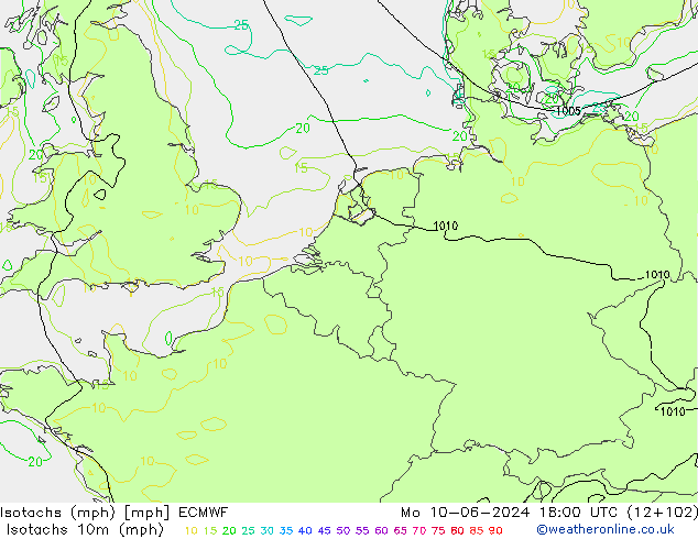 Isotachs (mph) ECMWF Seg 10.06.2024 18 UTC