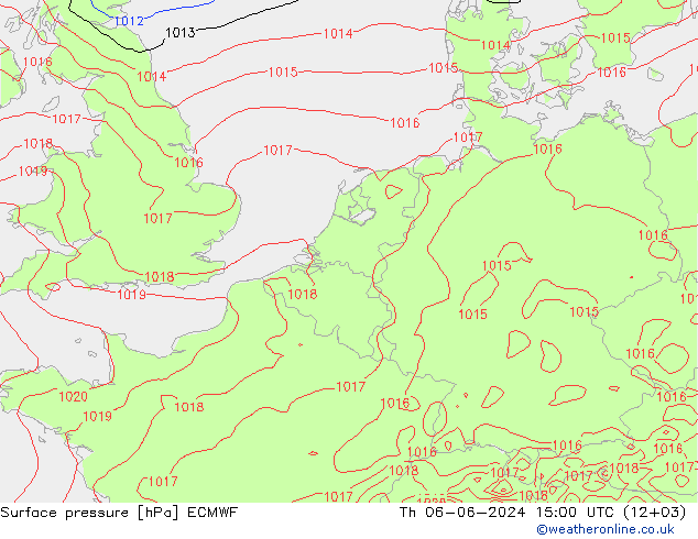 Surface pressure ECMWF Th 06.06.2024 15 UTC