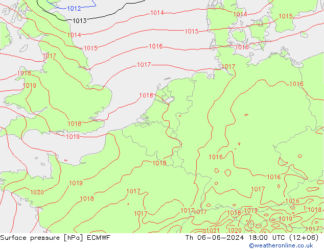 地面气压 ECMWF 星期四 06.06.2024 18 UTC