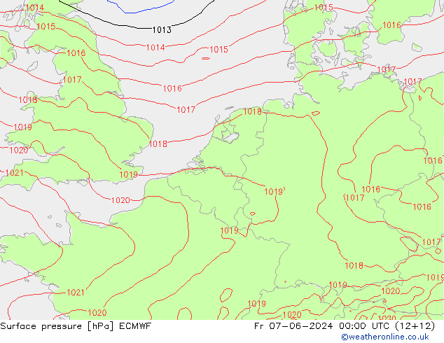 Pressione al suolo ECMWF ven 07.06.2024 00 UTC