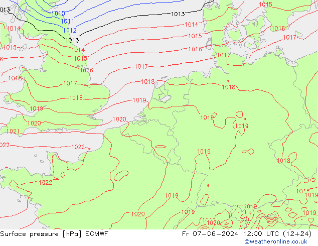 ciśnienie ECMWF pt. 07.06.2024 12 UTC