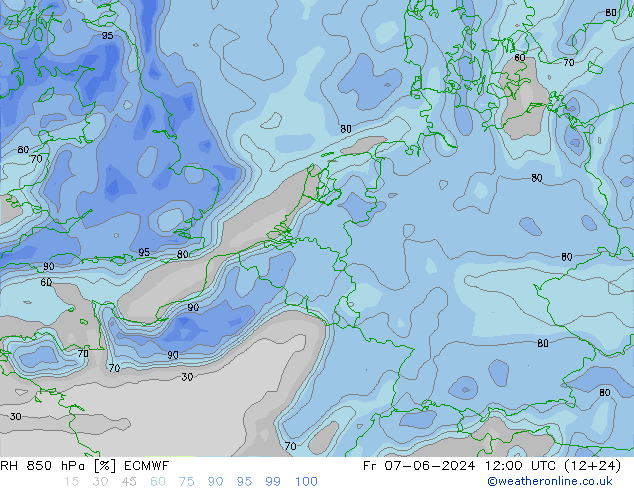 RH 850 hPa ECMWF Fr 07.06.2024 12 UTC