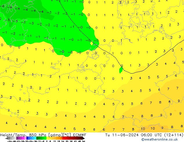 Z500/Rain (+SLP)/Z850 ECMWF Ter 11.06.2024 06 UTC