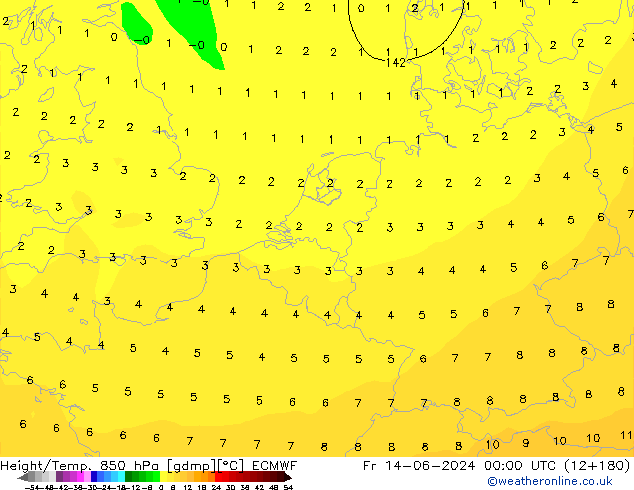 Z500/Rain (+SLP)/Z850 ECMWF Fr 14.06.2024 00 UTC