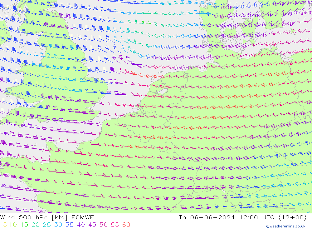 ветер 500 гПа ECMWF чт 06.06.2024 12 UTC