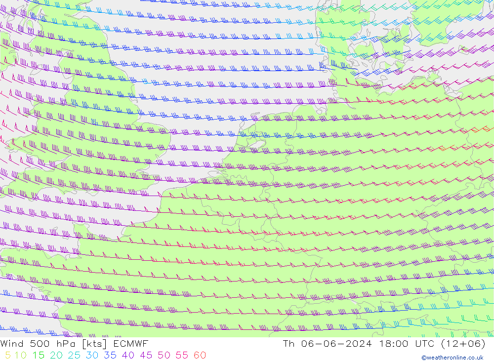 Rüzgar 500 hPa ECMWF Per 06.06.2024 18 UTC