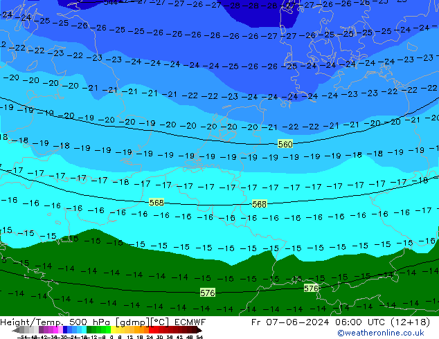 Z500/Rain (+SLP)/Z850 ECMWF ven 07.06.2024 06 UTC