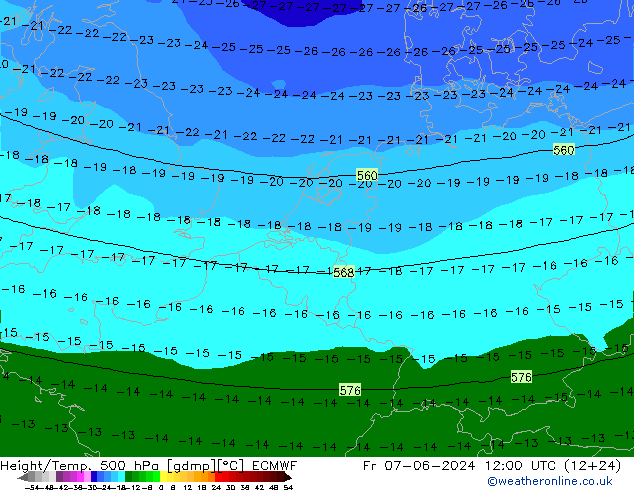 Z500/Rain (+SLP)/Z850 ECMWF vie 07.06.2024 12 UTC