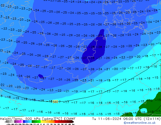 Z500/Rain (+SLP)/Z850 ECMWF Ter 11.06.2024 06 UTC