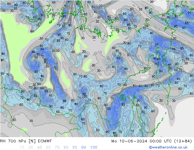 RH 700 hPa ECMWF Seg 10.06.2024 00 UTC