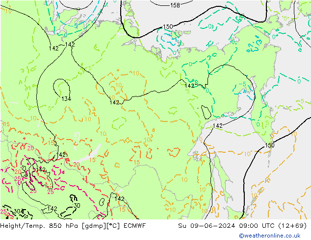 Height/Temp. 850 hPa ECMWF Ne 09.06.2024 09 UTC