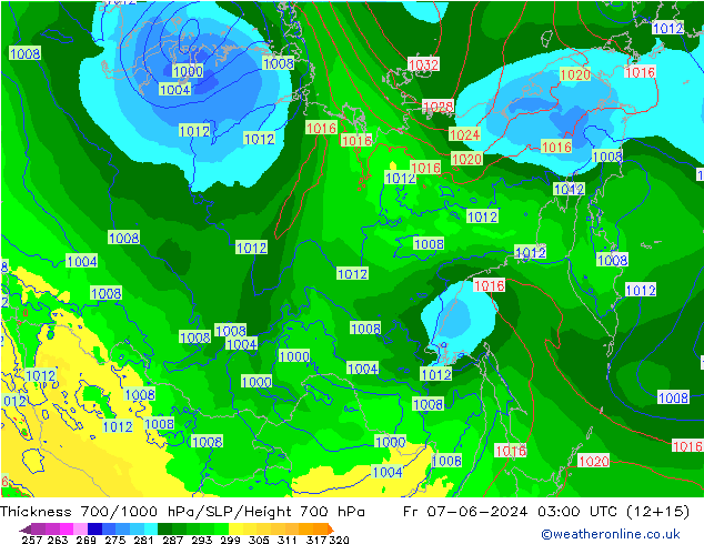 Dikte700-1000 hPa ECMWF vr 07.06.2024 03 UTC