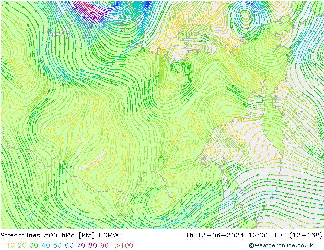 Stroomlijn 500 hPa ECMWF do 13.06.2024 12 UTC