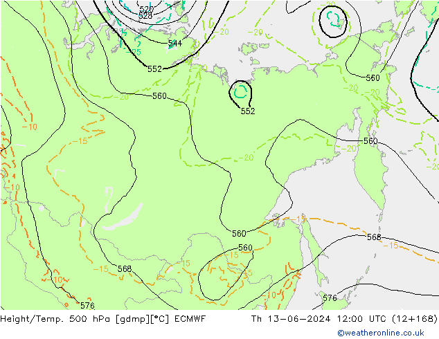 Z500/Rain (+SLP)/Z850 ECMWF чт 13.06.2024 12 UTC