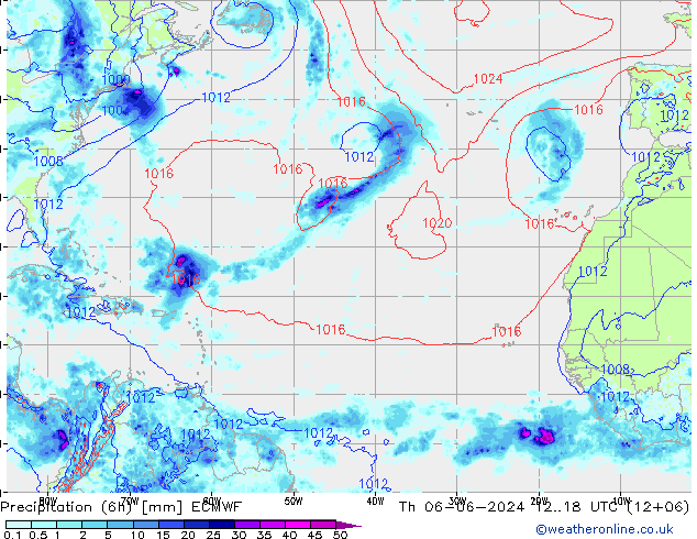 Precipitazione (6h) ECMWF gio 06.06.2024 18 UTC