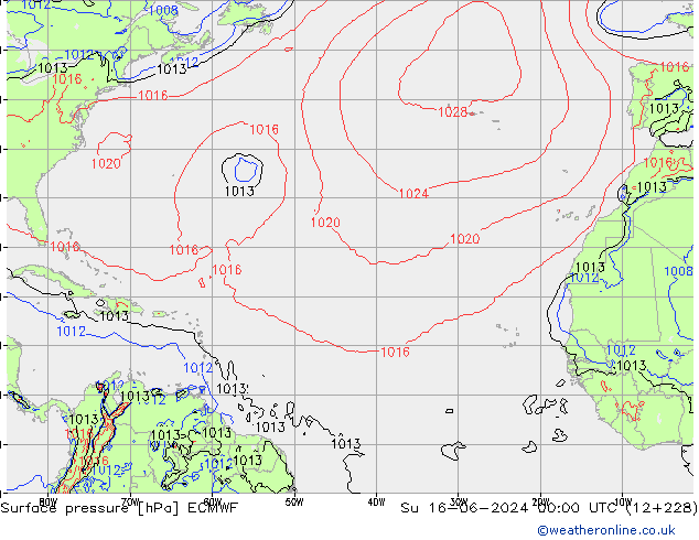 pression de l'air ECMWF dim 16.06.2024 00 UTC