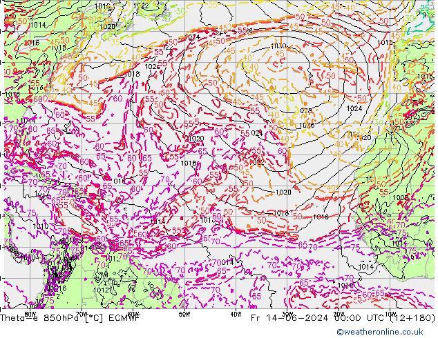 Theta-e 850hPa ECMWF  14.06.2024 00 UTC