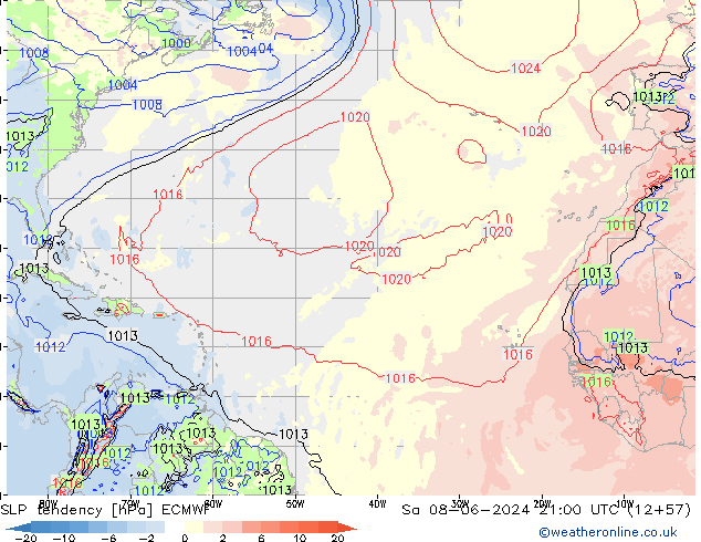 SLP tendency ECMWF So 08.06.2024 21 UTC