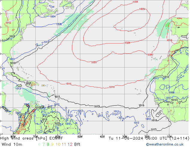 High wind areas ECMWF Tu 11.06.2024 06 UTC