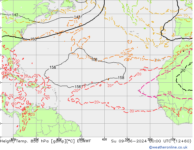 Z500/Rain (+SLP)/Z850 ECMWF dom 09.06.2024 00 UTC