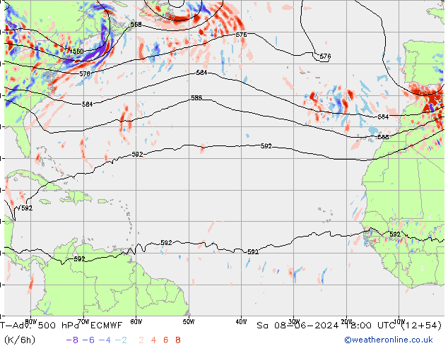 T-Adv. 500 hPa ECMWF Sa 08.06.2024 18 UTC