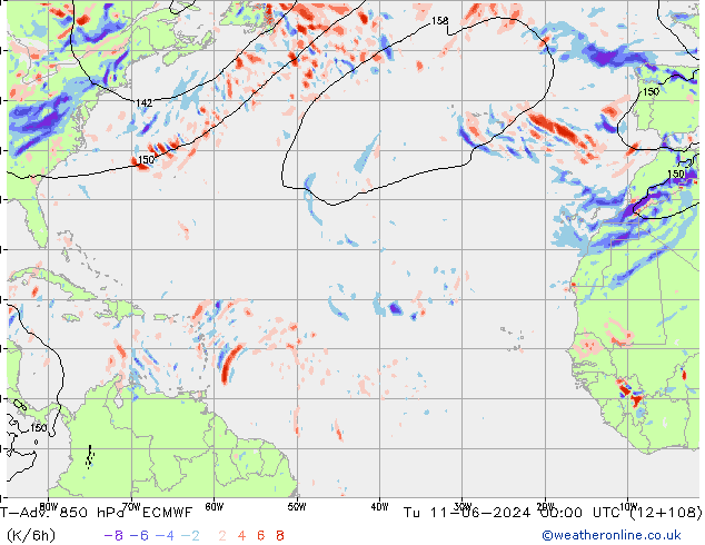 T-Adv. 850 hPa ECMWF  11.06.2024 00 UTC