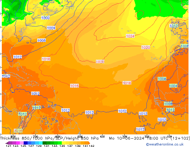 Thck 850-1000 hPa ECMWF Po 10.06.2024 18 UTC