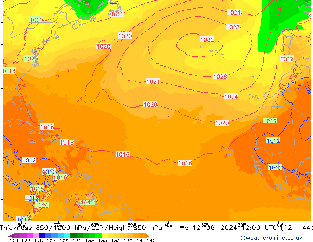 850-1000 hPa Kalınlığı ECMWF Çar 12.06.2024 12 UTC