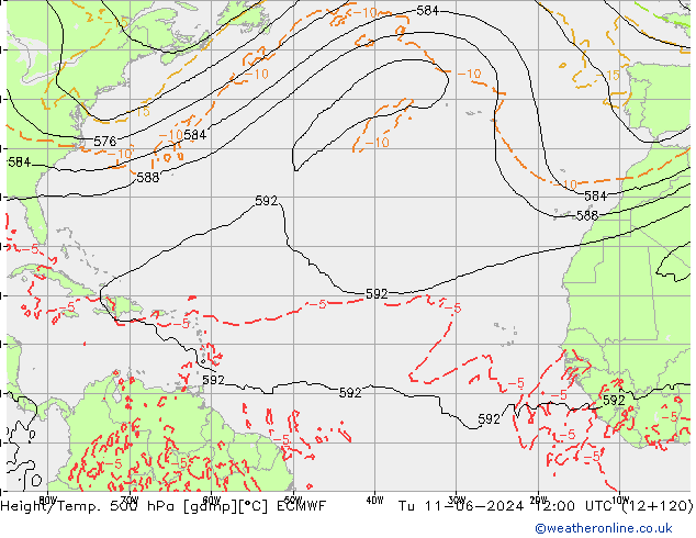 Z500/Rain (+SLP)/Z850 ECMWF ��� 11.06.2024 12 UTC