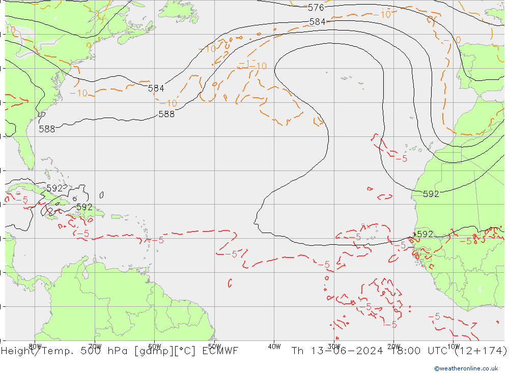 Z500/Rain (+SLP)/Z850 ECMWF  13.06.2024 18 UTC