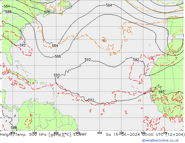 Z500/Rain (+SLP)/Z850 ECMWF Sa 15.06.2024 00 UTC