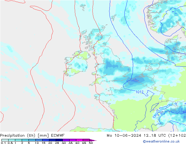 Z500/Regen(+SLP)/Z850 ECMWF ma 10.06.2024 18 UTC