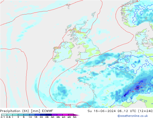 Z500/Rain (+SLP)/Z850 ECMWF  16.06.2024 12 UTC