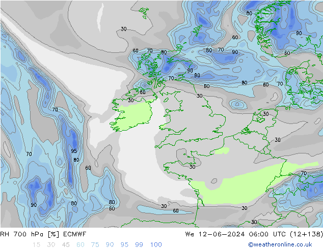 RH 700 hPa ECMWF St 12.06.2024 06 UTC