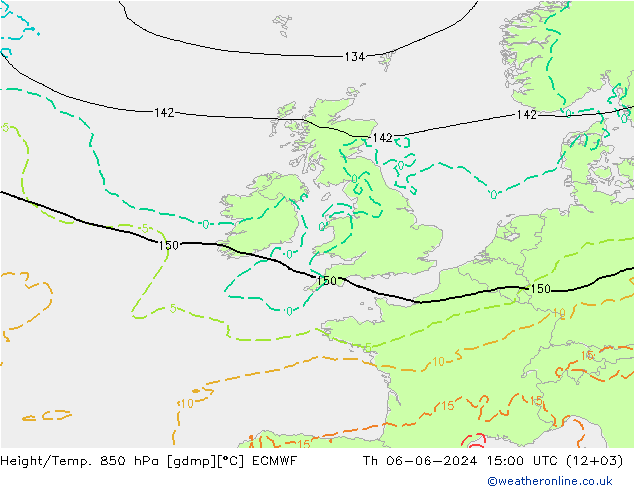 Height/Temp. 850 hPa ECMWF Th 06.06.2024 15 UTC