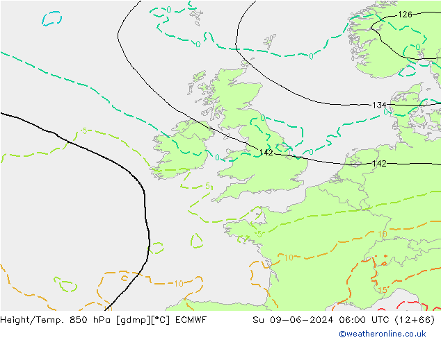 Z500/Rain (+SLP)/Z850 ECMWF Вс 09.06.2024 06 UTC