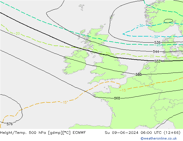 Z500/Rain (+SLP)/Z850 ECMWF Вс 09.06.2024 06 UTC