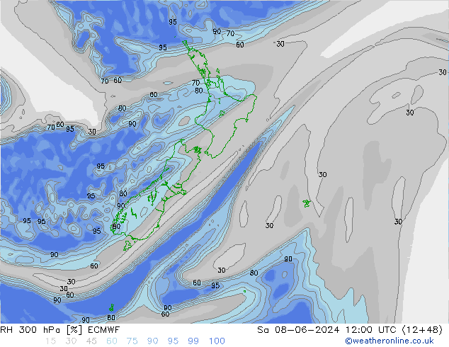 RH 300 hPa ECMWF Sa 08.06.2024 12 UTC