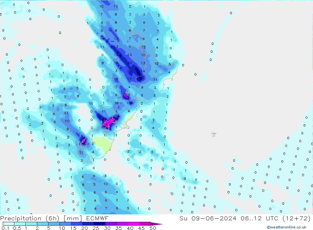 Z500/Rain (+SLP)/Z850 ECMWF Su 09.06.2024 12 UTC