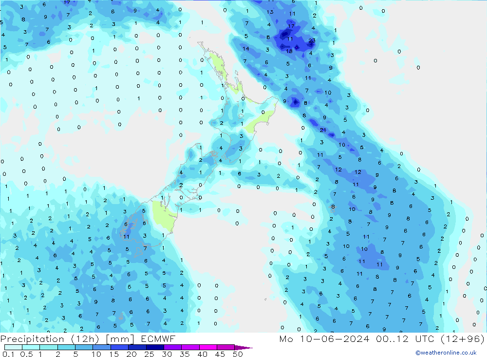 Precipitation (12h) ECMWF Mo 10.06.2024 12 UTC