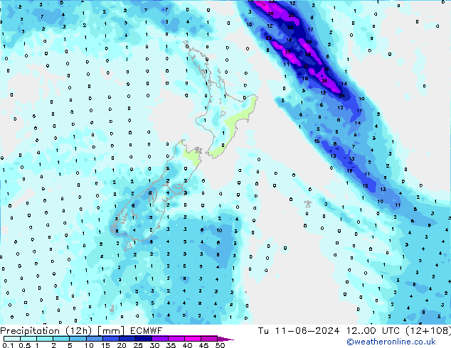 осадки (12h) ECMWF вт 11.06.2024 00 UTC