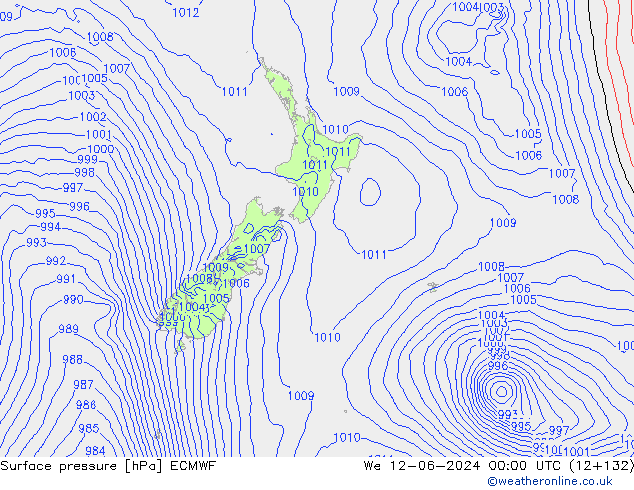 Surface pressure ECMWF We 12.06.2024 00 UTC