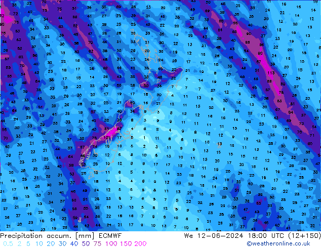 Precipitation accum. ECMWF Qua 12.06.2024 18 UTC