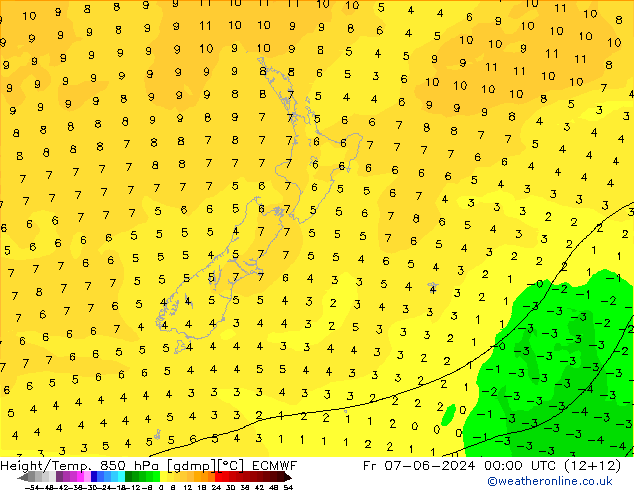 Z500/Rain (+SLP)/Z850 ECMWF ven 07.06.2024 00 UTC